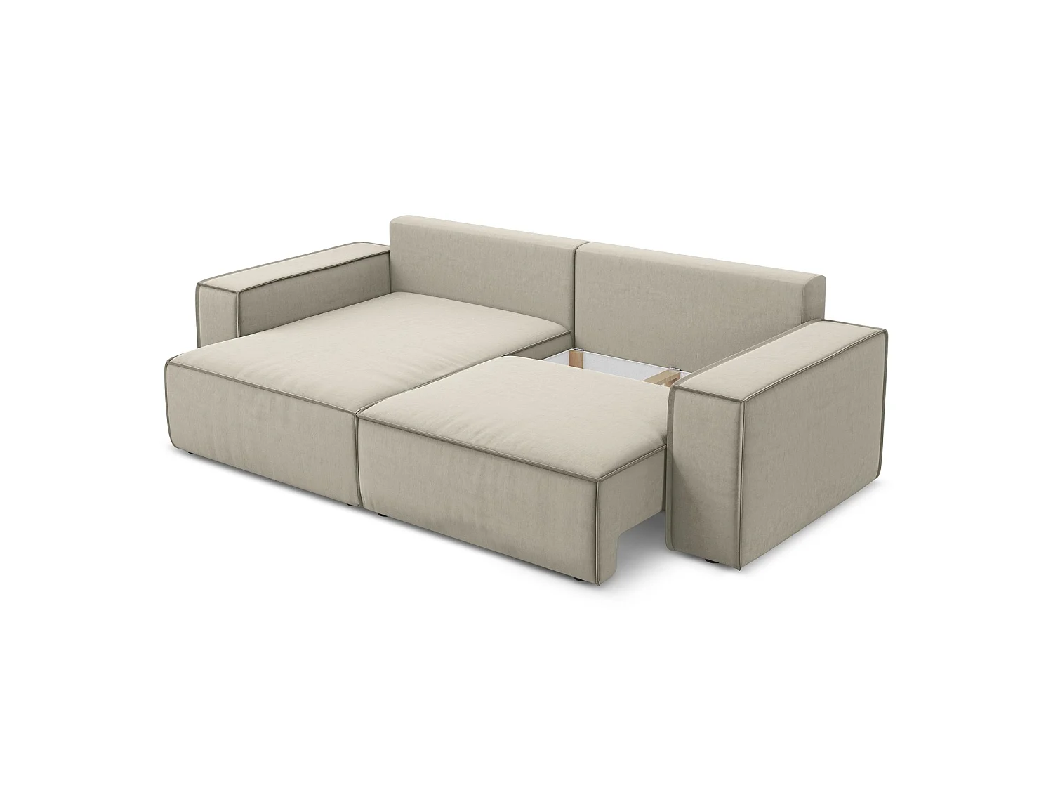 2-Sitzer Ecksofa mit Schlaffunktion - Ecke Links - Samt - Perle - LIVORNO