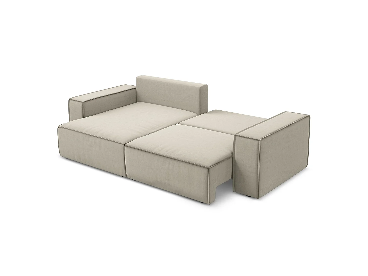 2-Sitzer Ecksofa mit Schlaffunktion - Ecke Links - Samt - Perle - LIVORNO