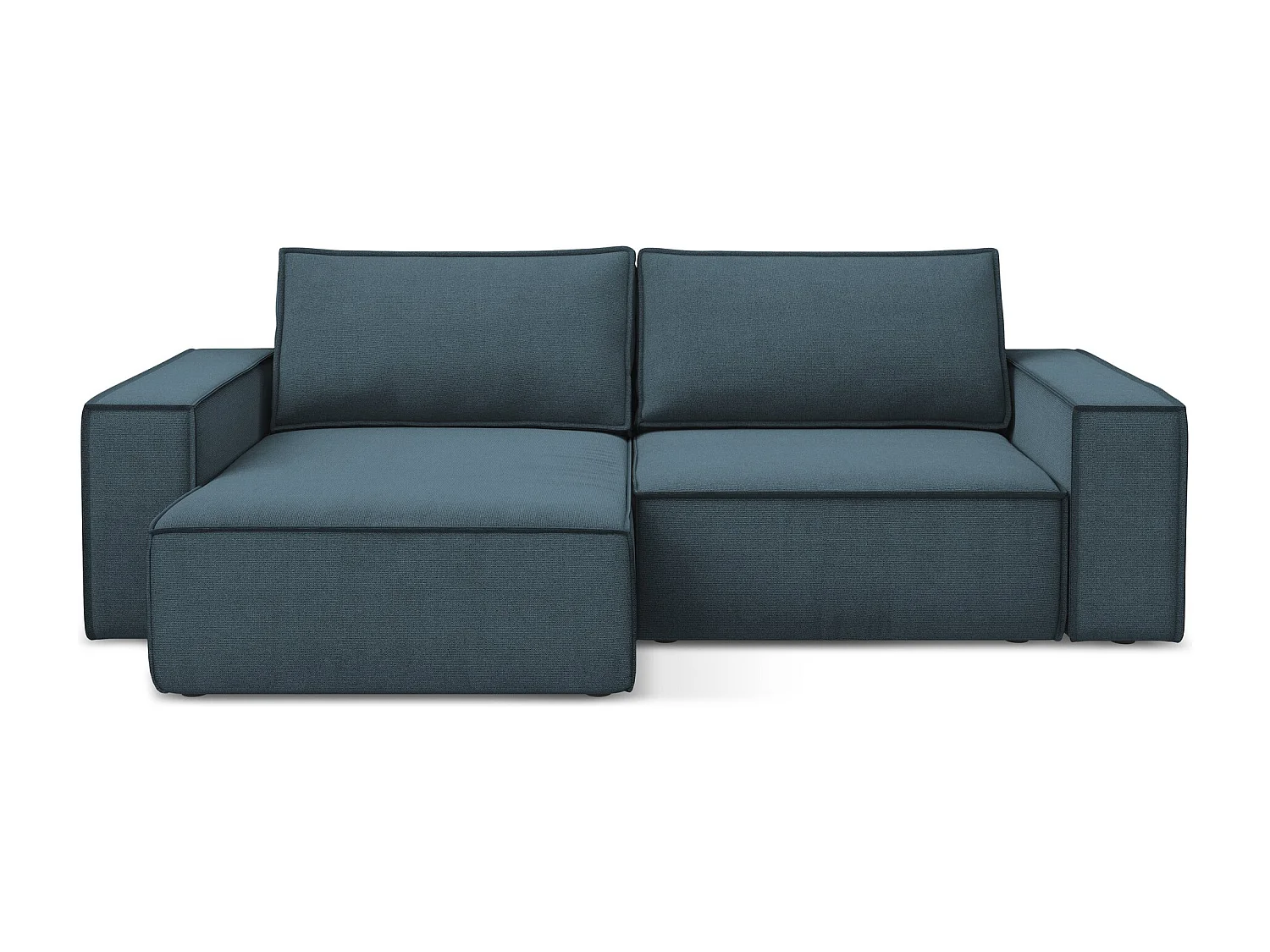 2-Sitzer Ecksofa mit Schlaffunktion - Ecke Links - Strukturstoff - Jeans - KIMO
