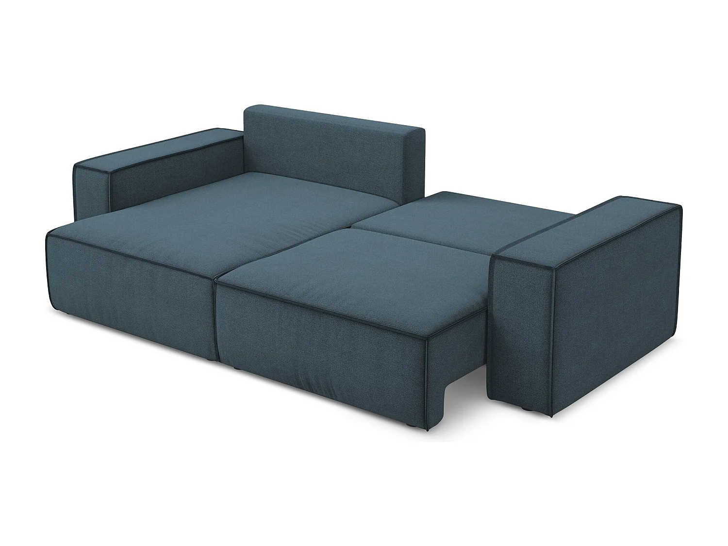 2-Sitzer Ecksofa mit Schlaffunktion - Ecke Links - Strukturstoff - Jeans - KIMO