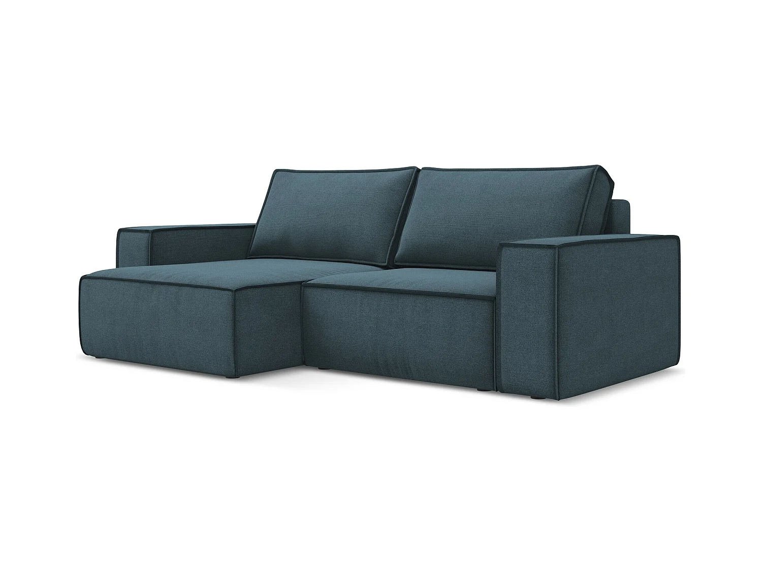 2-Sitzer Ecksofa mit Schlaffunktion - Ecke Links - Strukturstoff - Jeans - KIMO