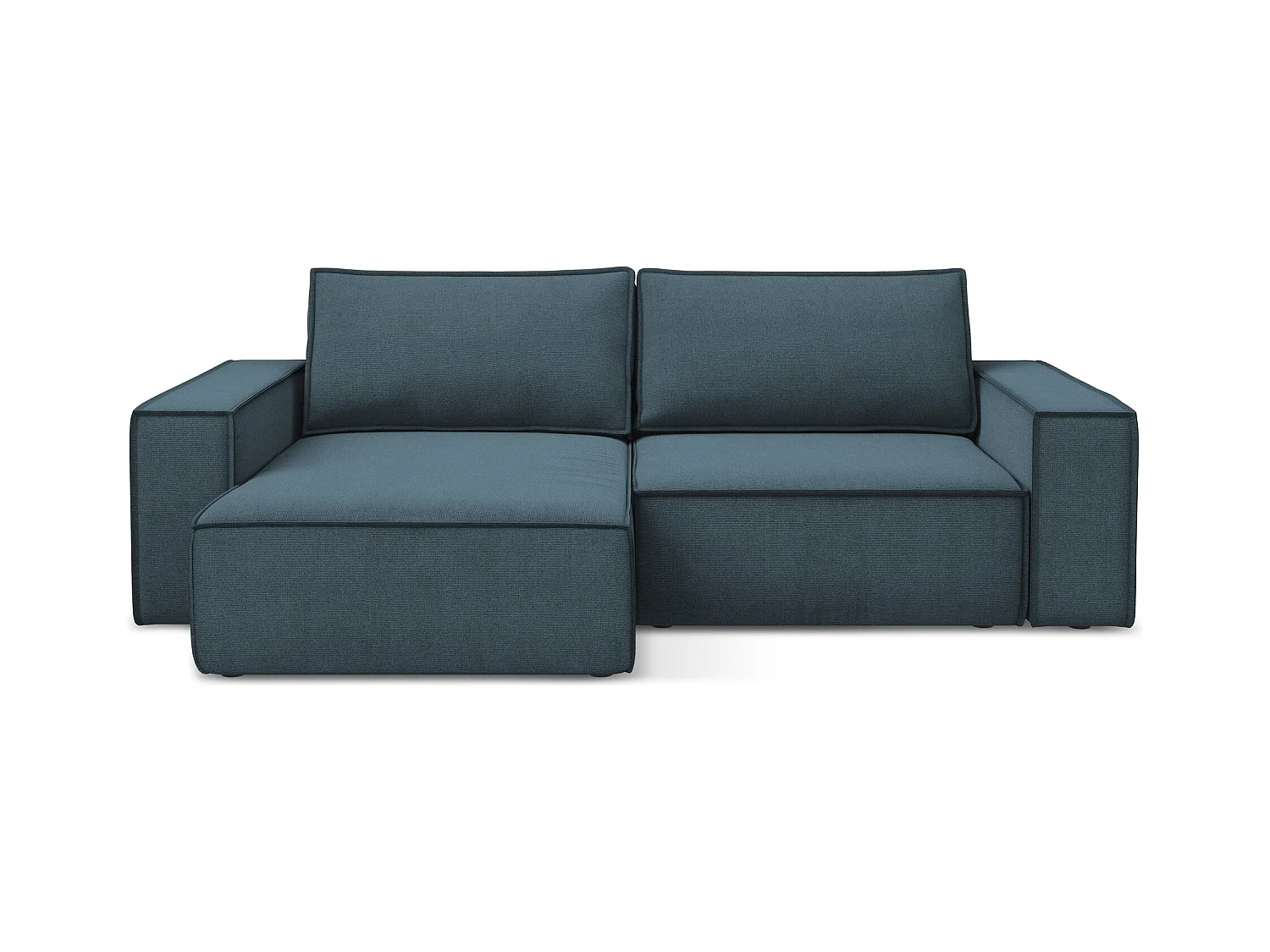 Canapé d’angle 2 places gauche convertible en tissu texturé - jeans - KIMO