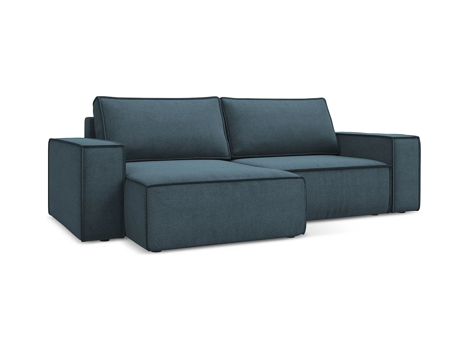 Canapé d’angle 2 places gauche convertible en tissu texturé - jeans - KIMO