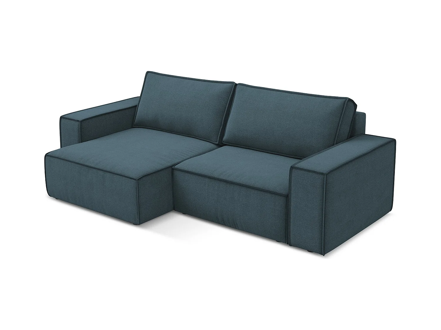 Canapé d’angle 2 places gauche convertible en tissu texturé - jeans - KIMO