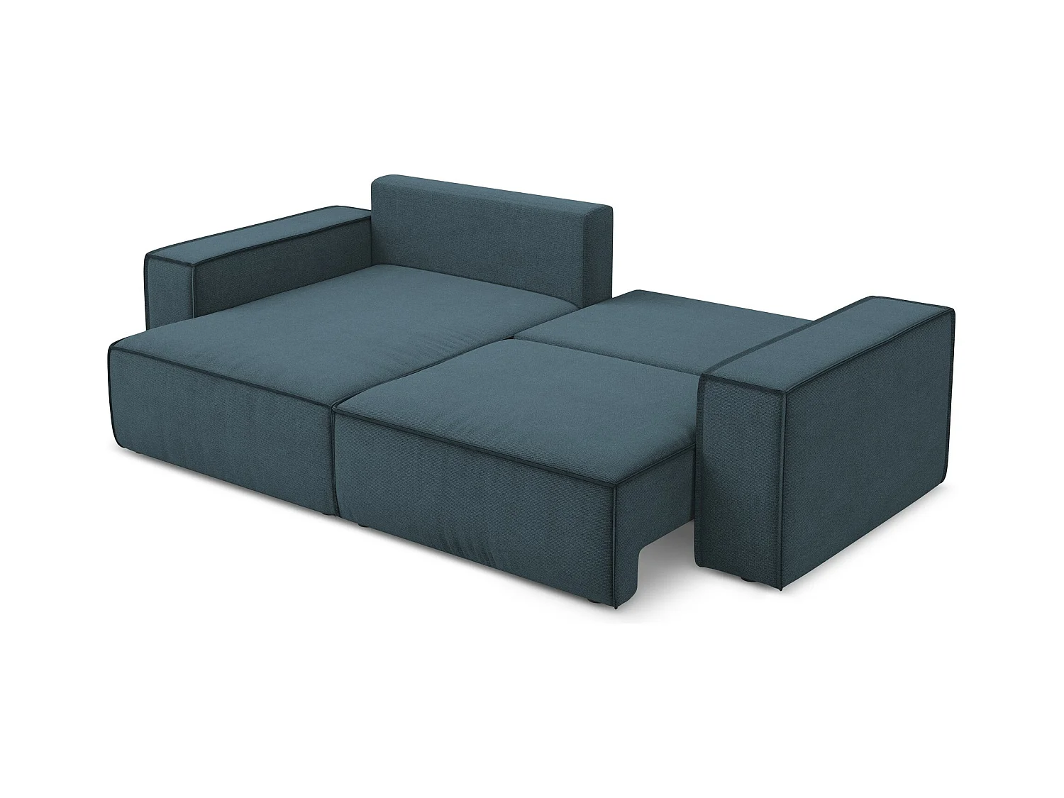 Canapé d’angle 2 places gauche convertible en tissu texturé - jeans - KIMO