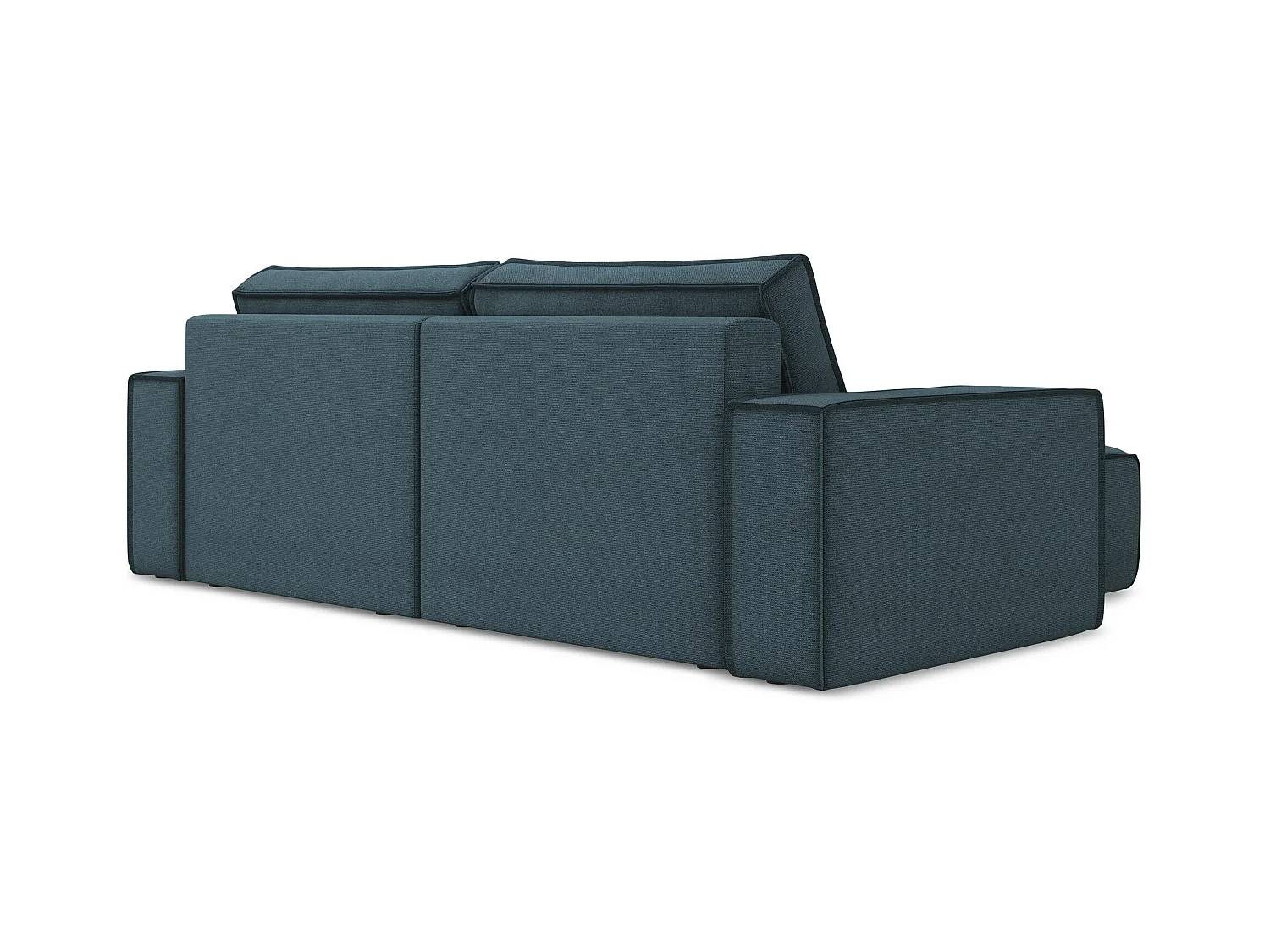 Canapé d’angle 2 places gauche convertible en tissu texturé - jeans - KIMO