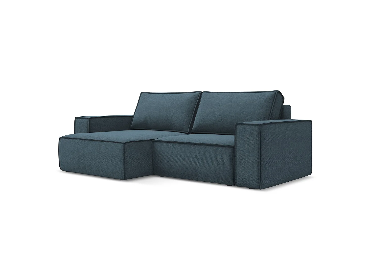 2-Sitzer Ecksofa mit Schlaffunktion - Ecke Links - Strukturstoff - Jeans - LIVORNO