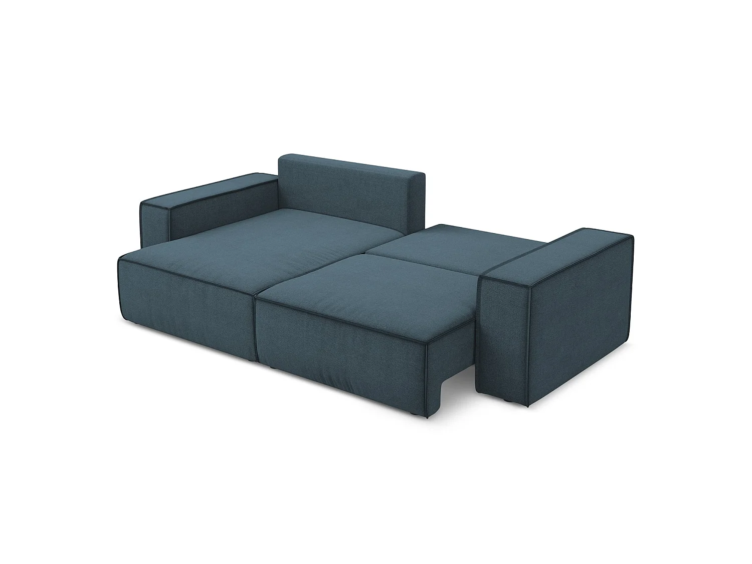 2-Sitzer Ecksofa mit Schlaffunktion - Ecke Links - Strukturstoff - Jeans - LIVORNO