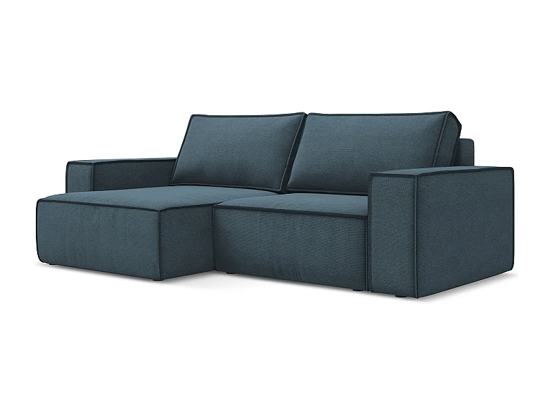 2-Sitzer Ecksofa mit Schlaffunktion - Ecke Links - Strukturstoff - Jeans - KIMO