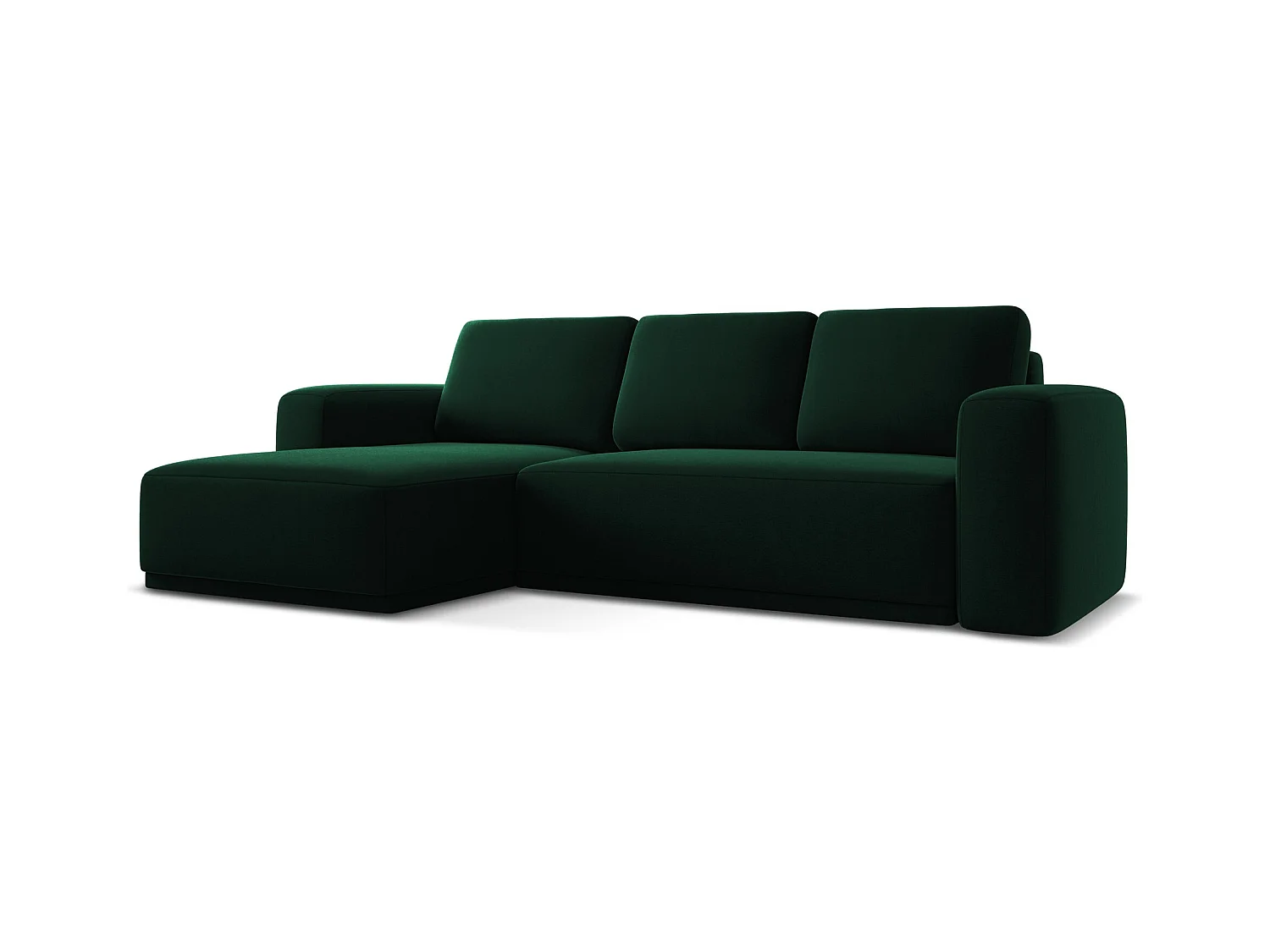 Canapé d'angle gauche convertible en velours - bouteille verte - KAILA