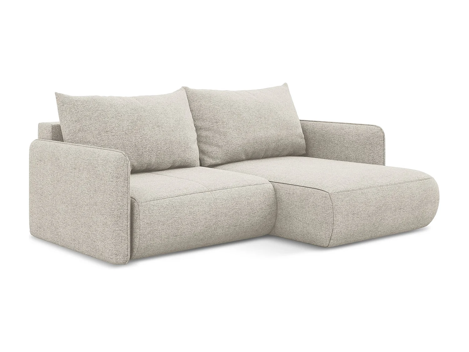 Narożnik prawostronny z funkcją spania - z tkaniny szenilowej - srebrny - NANEA