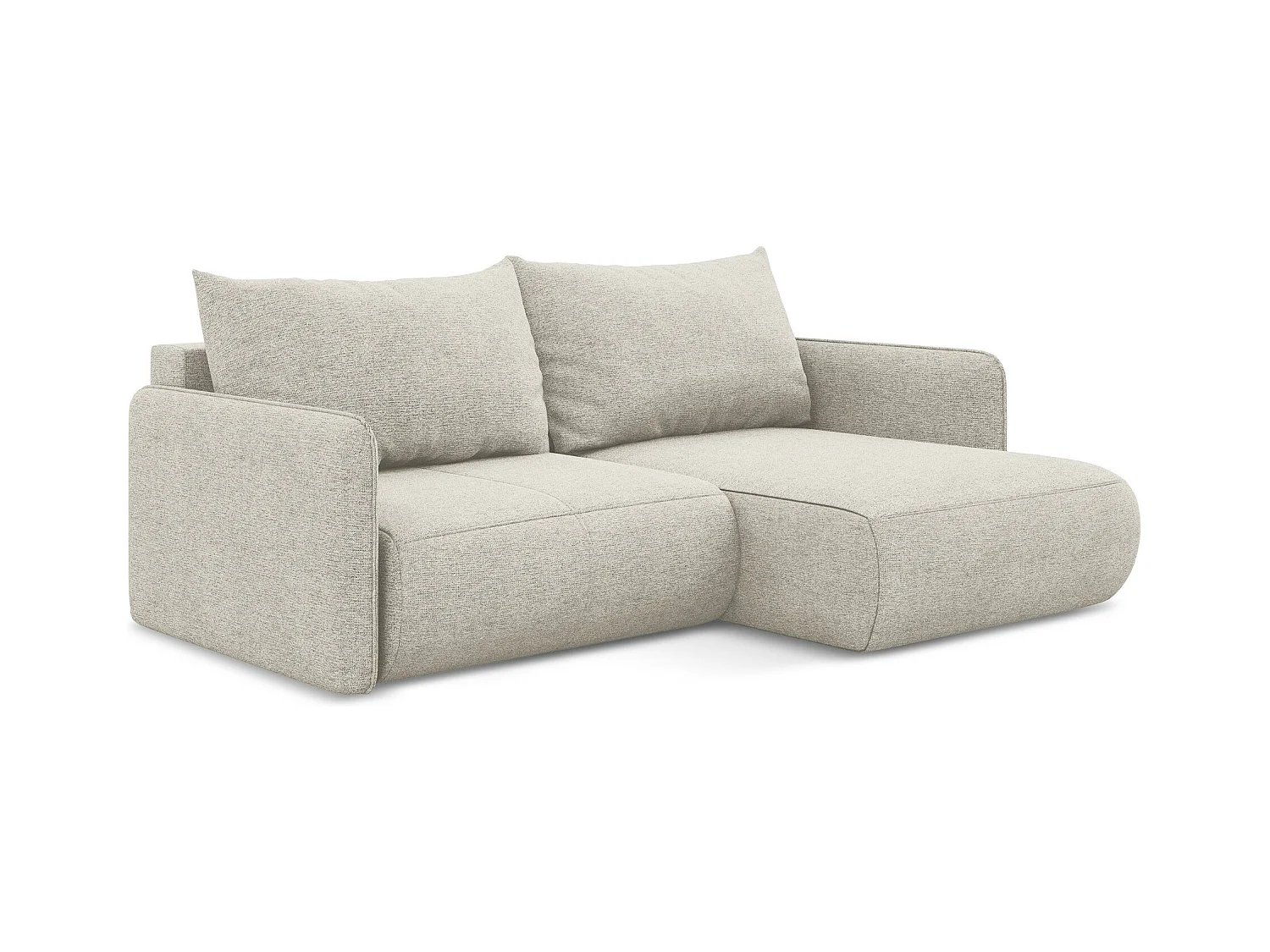 Canapé d’angle 2,5 places droit convertible en tissu chenille - argent - NANEA