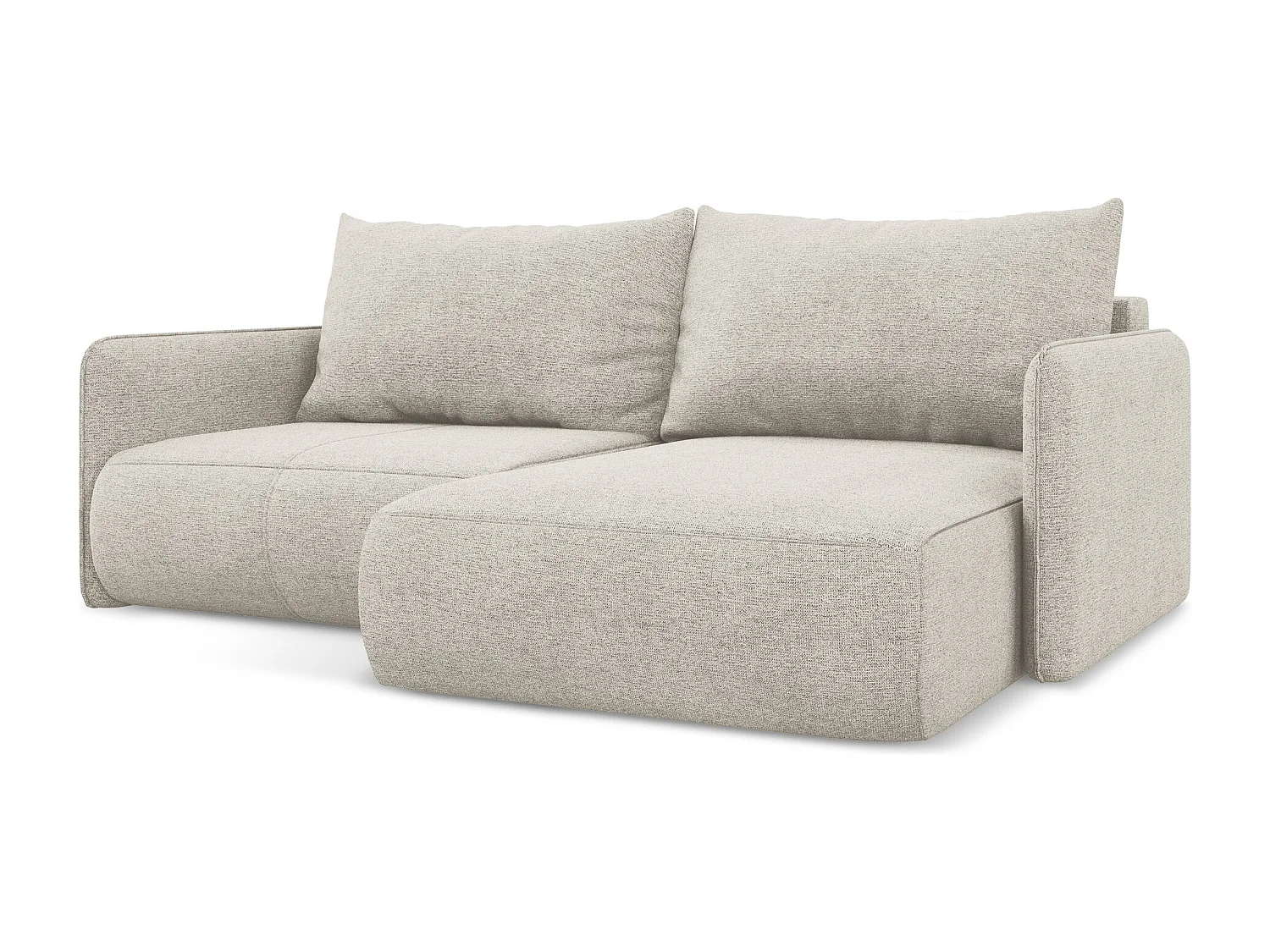 Sofá de canto direito convertível 2,5 lugares em tecido chenille prata - NANEA