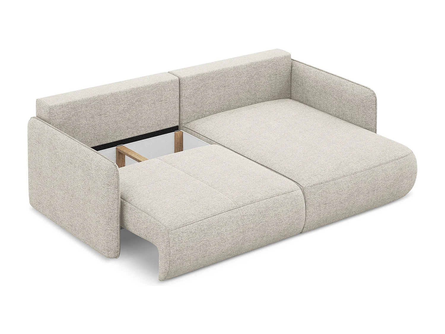 Sofá de canto direito convertível 2,5 lugares em tecido chenille prata - NANEA