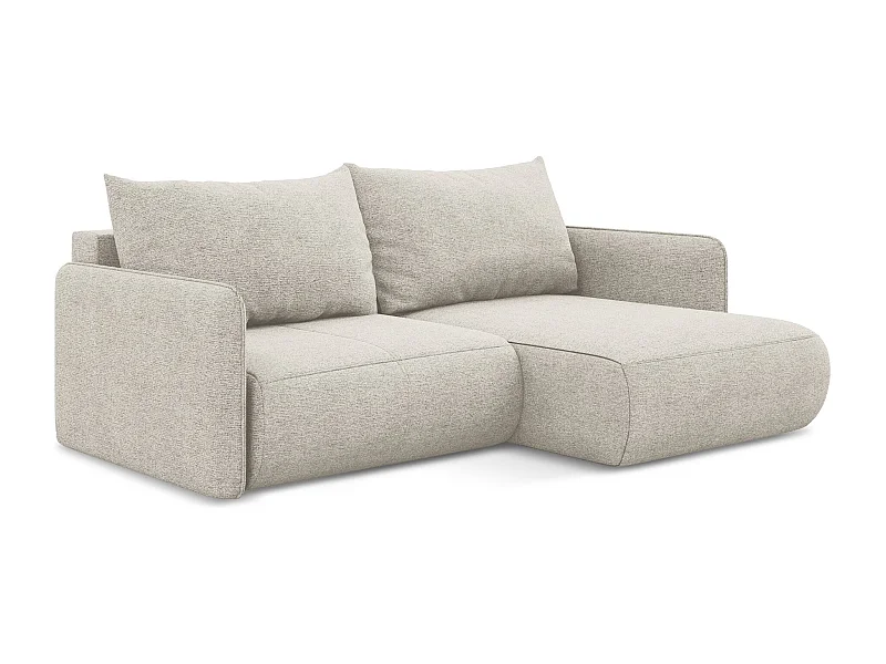 Canapé d’angle 2,5 places droit convertible en tissu chenille - argent - NANEA