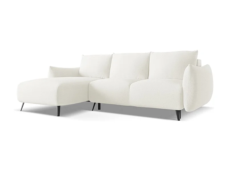 3-Sitzer Ecksofa mit Schlaffunktion - Ecke Links - Chenille - Weiß - MALIE