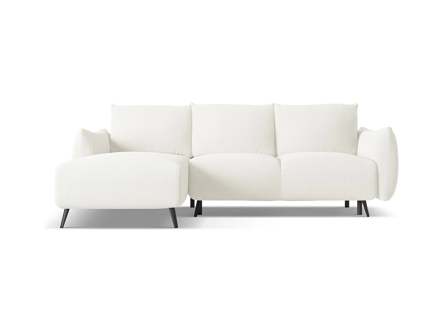 3-Sitzer Ecksofa mit Schlaffunktion - Ecke Links - Chenille - Weiß - MALIE