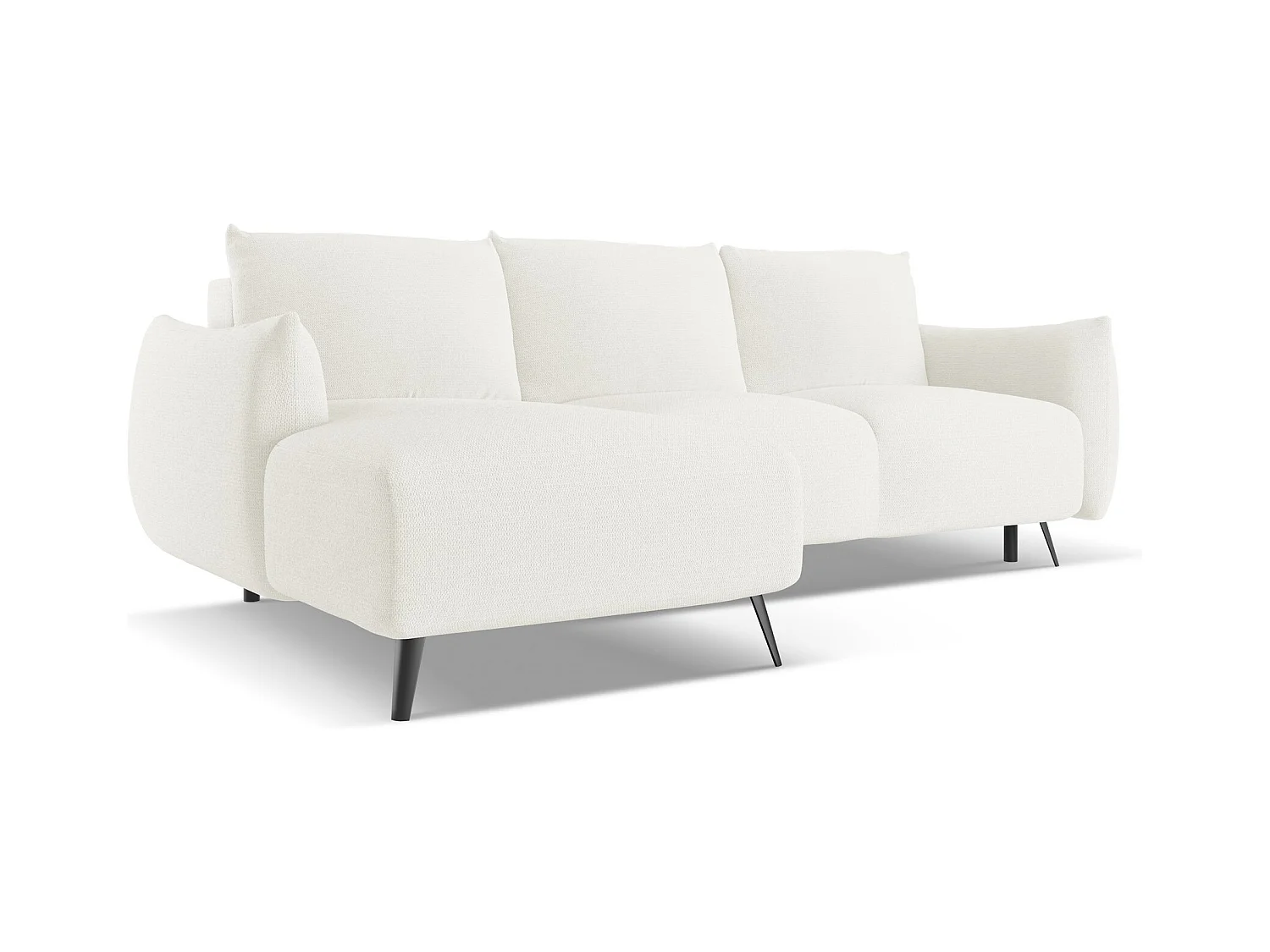 3-Sitzer Ecksofa mit Schlaffunktion - Ecke Links - Chenille - Weiß - MALIE