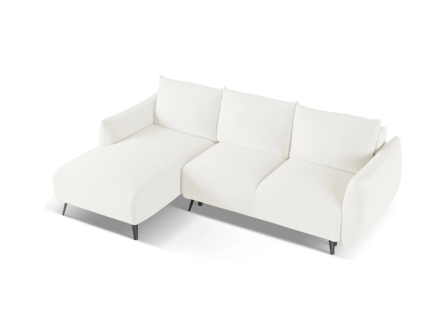 3-Sitzer Ecksofa mit Schlaffunktion - Ecke Links - Chenille - Weiß - MALIE
