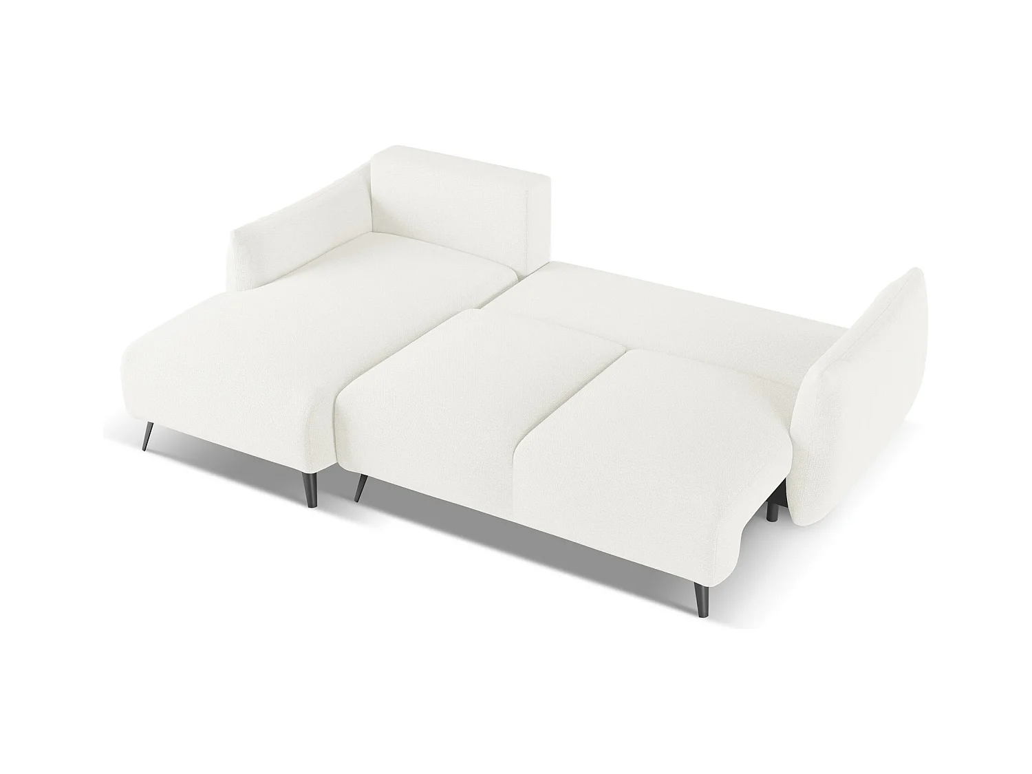 3-Sitzer Ecksofa mit Schlaffunktion - Ecke Links - Chenille - Weiß - MALIE