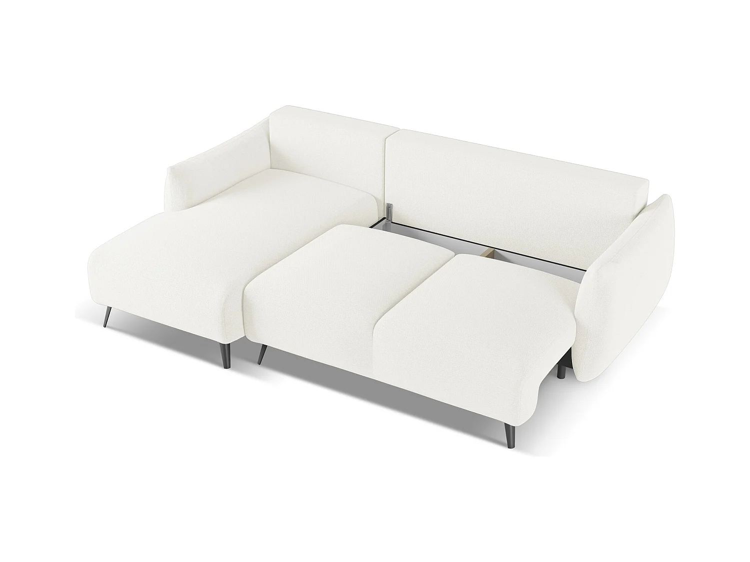 3-Sitzer Ecksofa mit Schlaffunktion - Ecke Links - Chenille - Weiß - MALIE