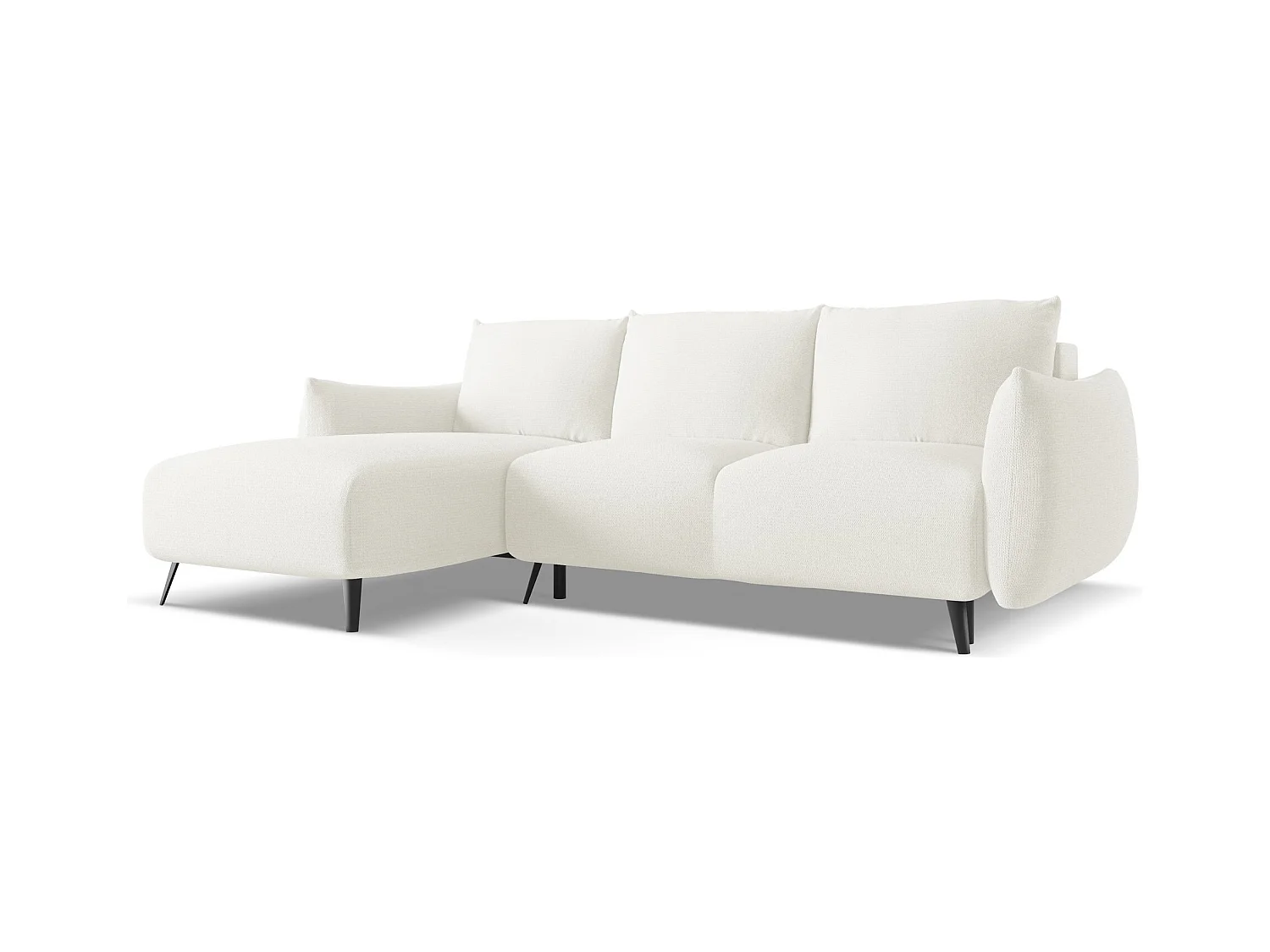 Canapé d'angle gauche convertible en tissu chenille - blanc - MALIE