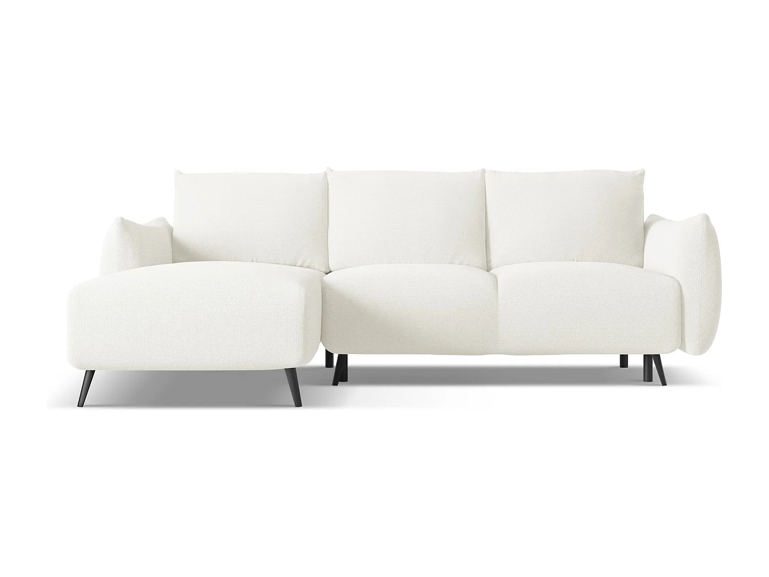 Canapé d'angle gauche convertible en tissu chenille - blanc - MALIE