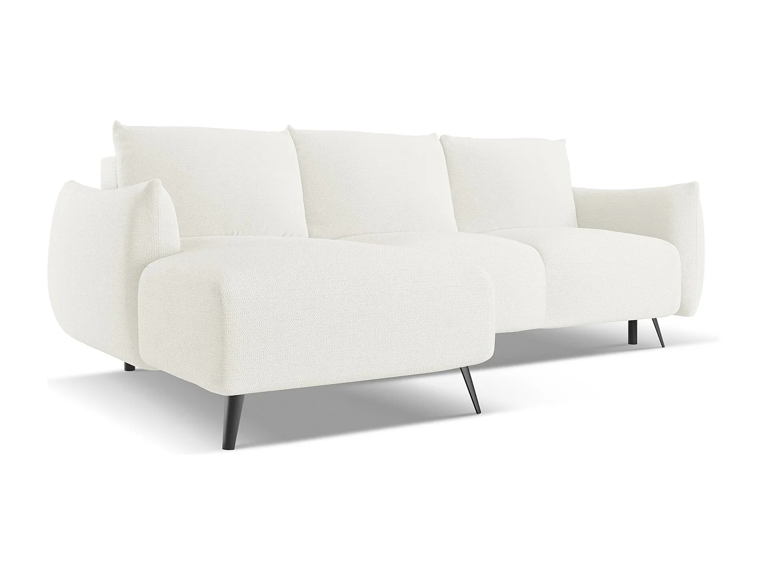 Canapé d'angle gauche convertible en tissu chenille - blanc - MALIE