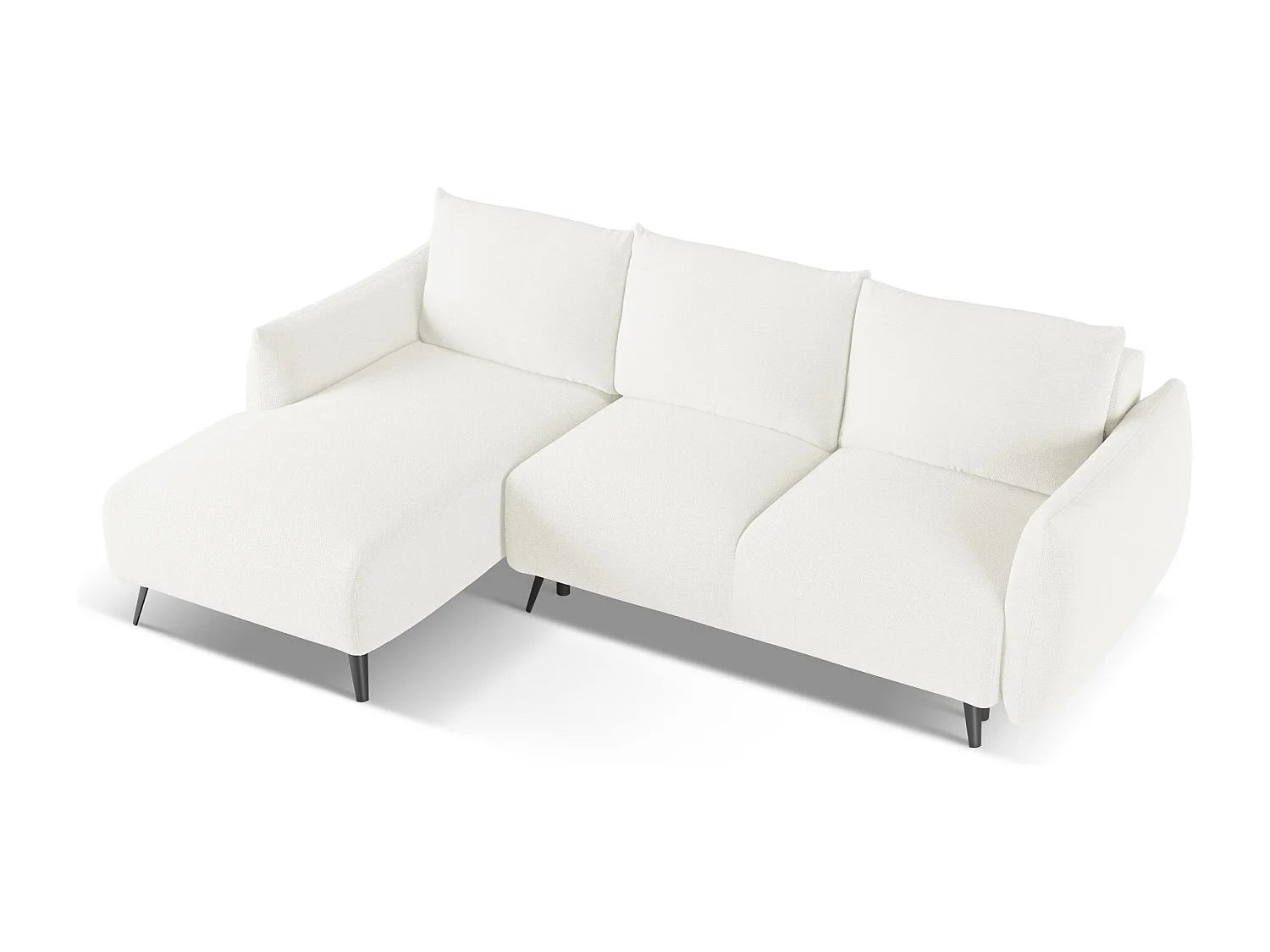 Canapé d'angle gauche convertible en tissu chenille - blanc - MALIE