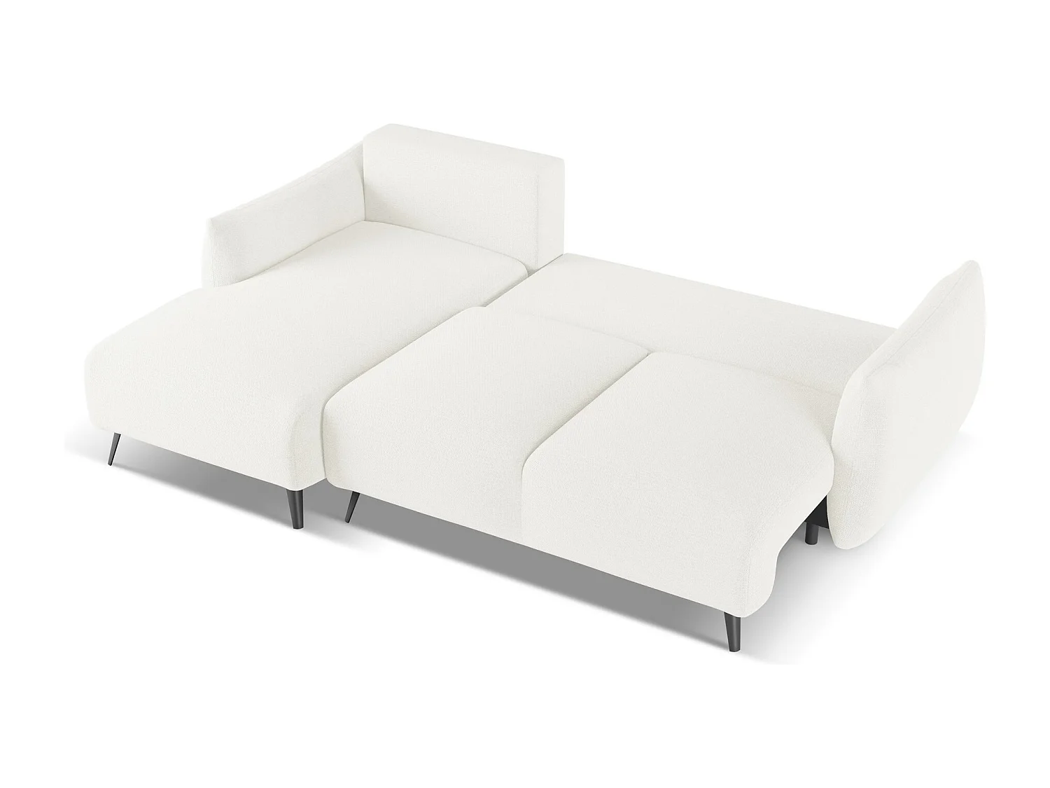 Canapé d'angle gauche convertible en tissu chenille - blanc - MALIE