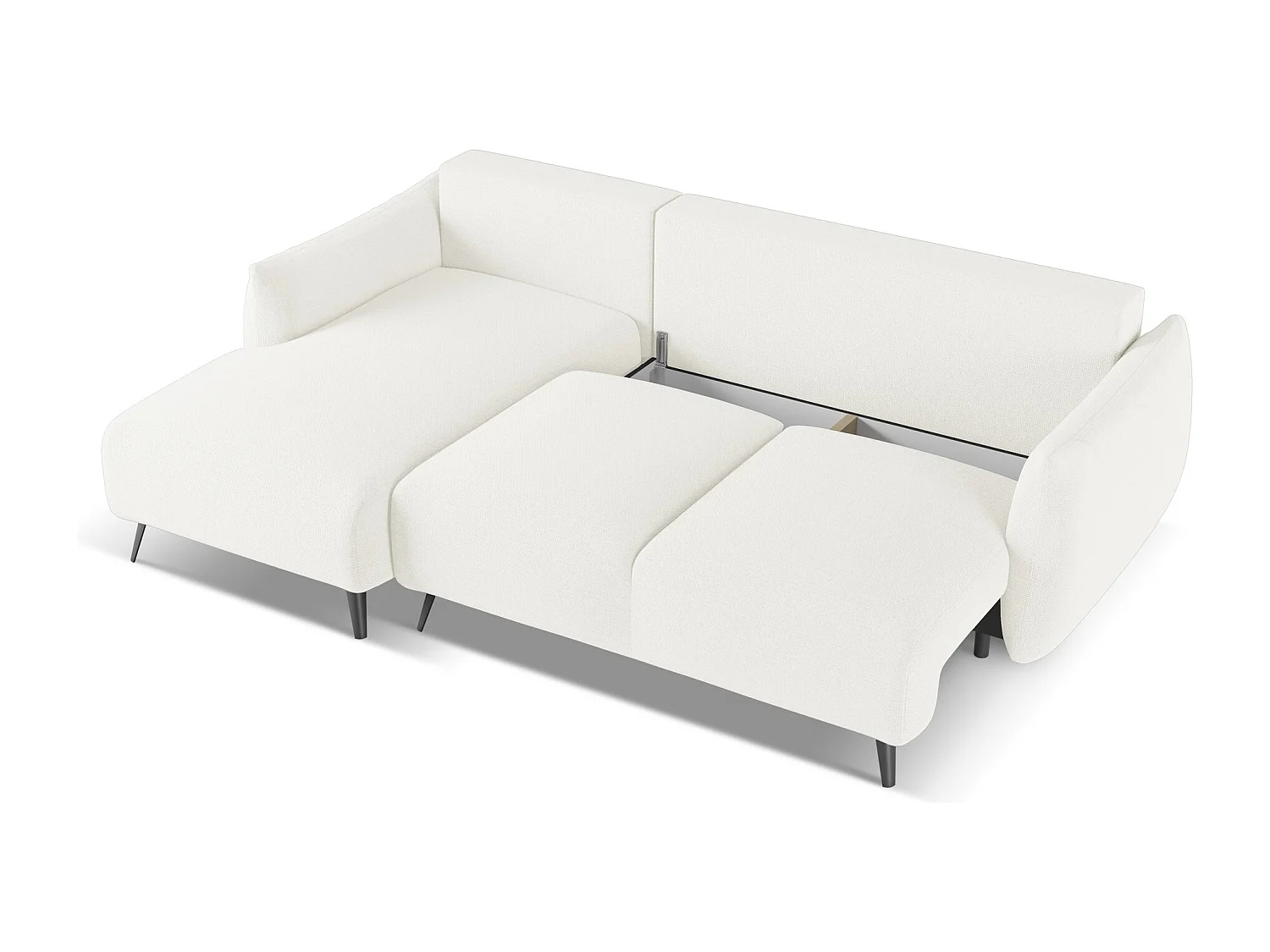 Canapé d'angle gauche convertible en tissu chenille - blanc - MALIE