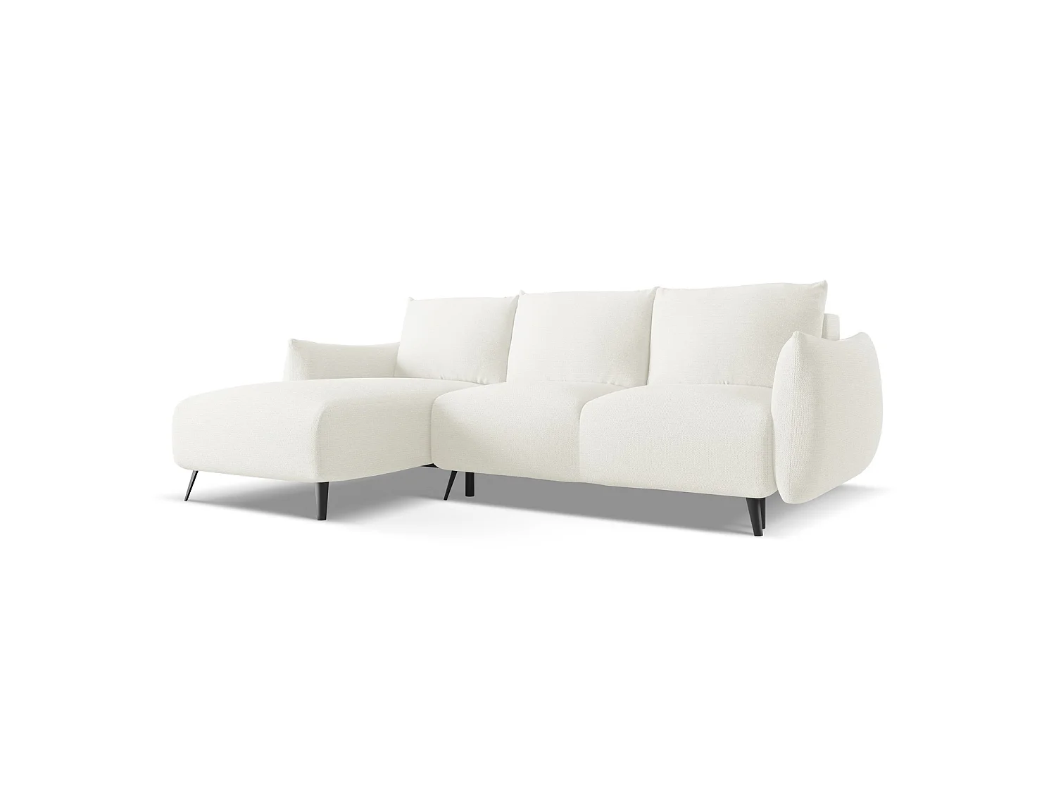 Canapé d’angle 3 places gauche convertible en tissu chenille - blanc - GENOVA