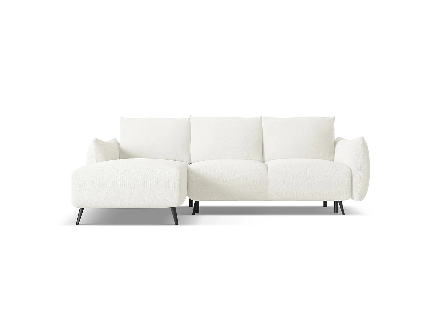 Canapé d’angle 3 places gauche convertible en tissu chenille - blanc - GENOVA