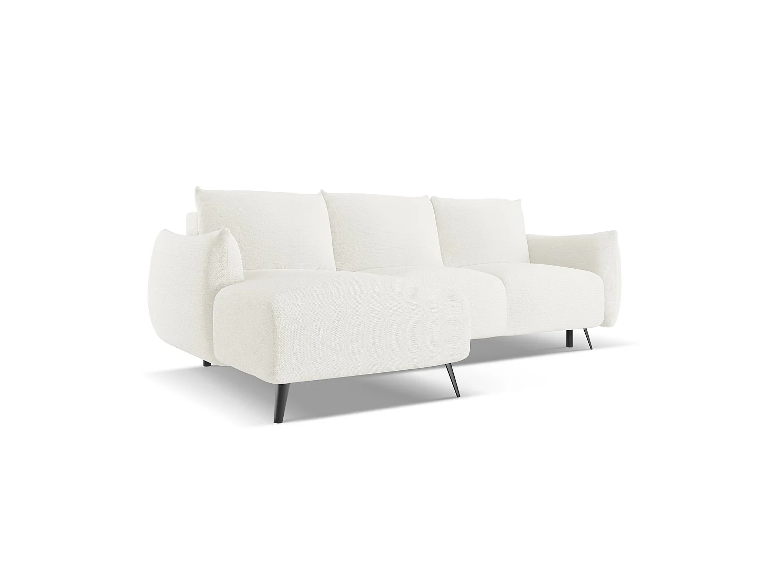 Canapé d’angle 3 places gauche convertible en tissu chenille - blanc - GENOVA