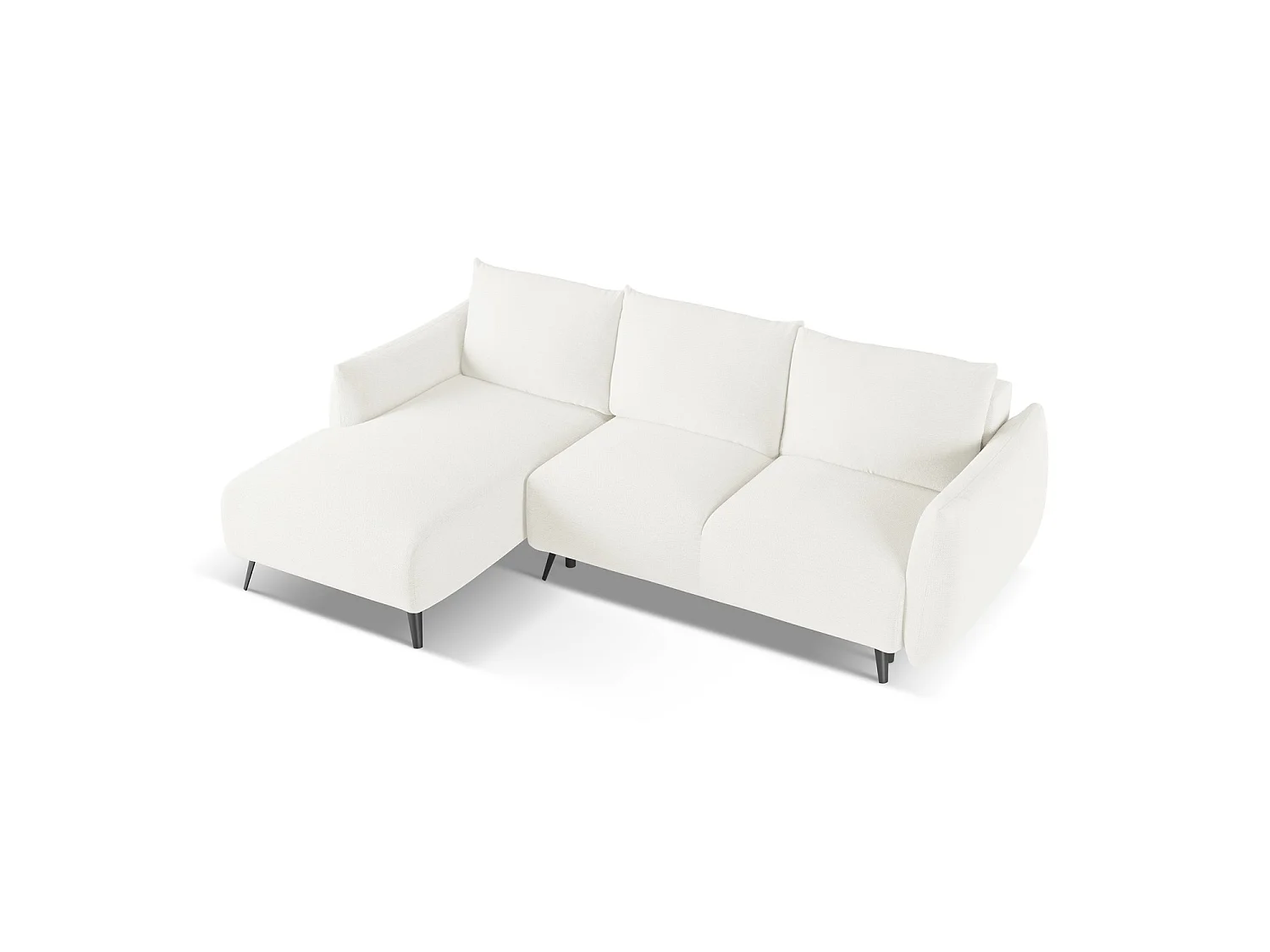Canapé d’angle 3 places gauche convertible en tissu chenille - blanc - GENOVA