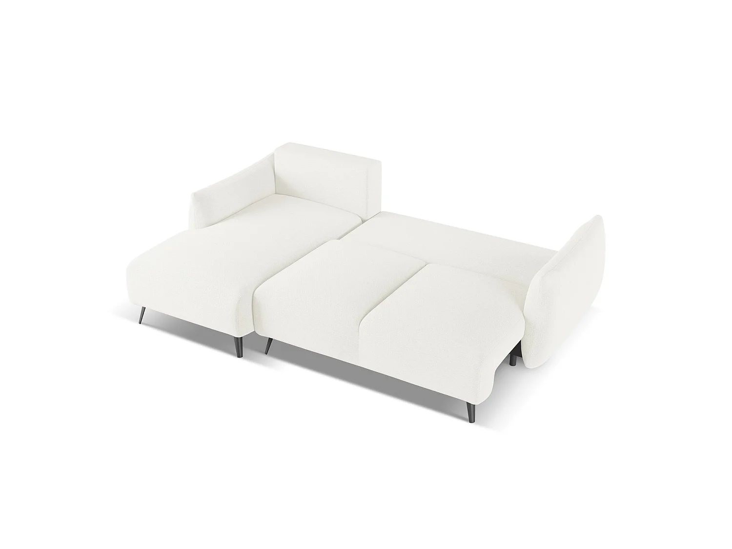Canapé d’angle 3 places gauche convertible en tissu chenille - blanc - GENOVA