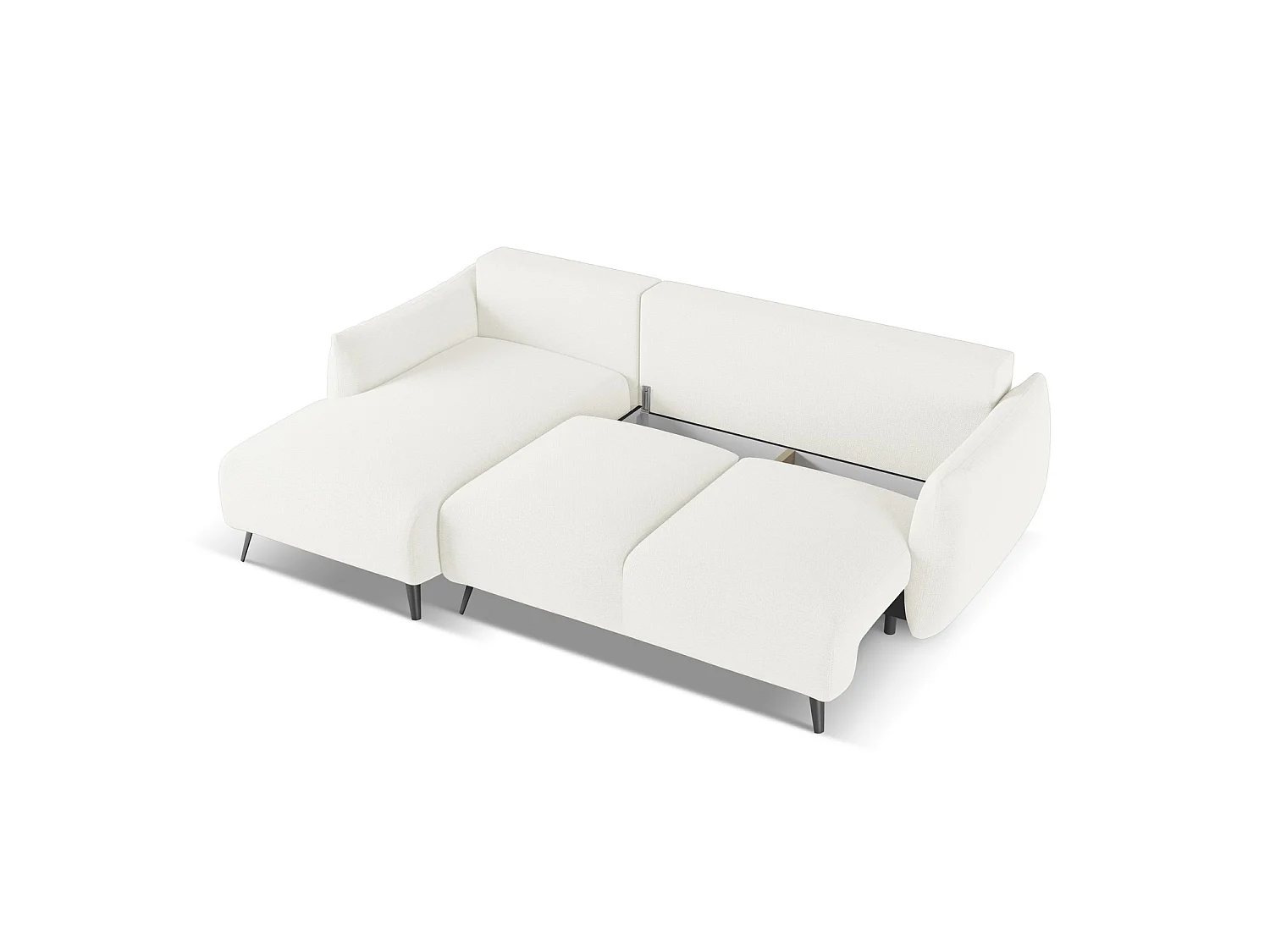 Canapé d’angle 3 places gauche convertible en tissu chenille - blanc - GENOVA