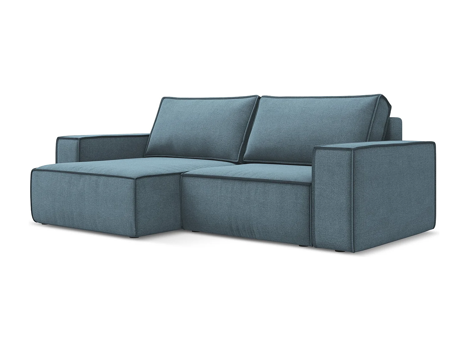 2-Sitzer Ecksofa mit Schlaffunktion - Ecke Links - Strukturstoff - Hellblau - KIMO