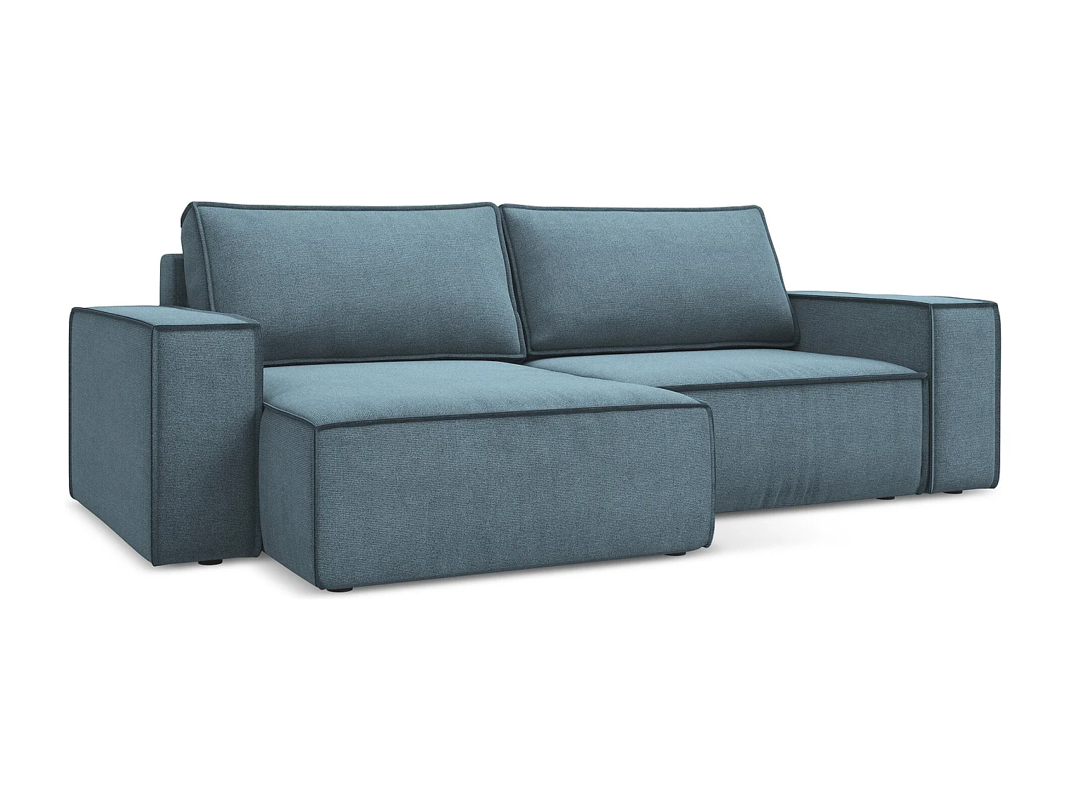 2-Sitzer Ecksofa mit Schlaffunktion - Ecke Links - Strukturstoff - Hellblau - KIMO