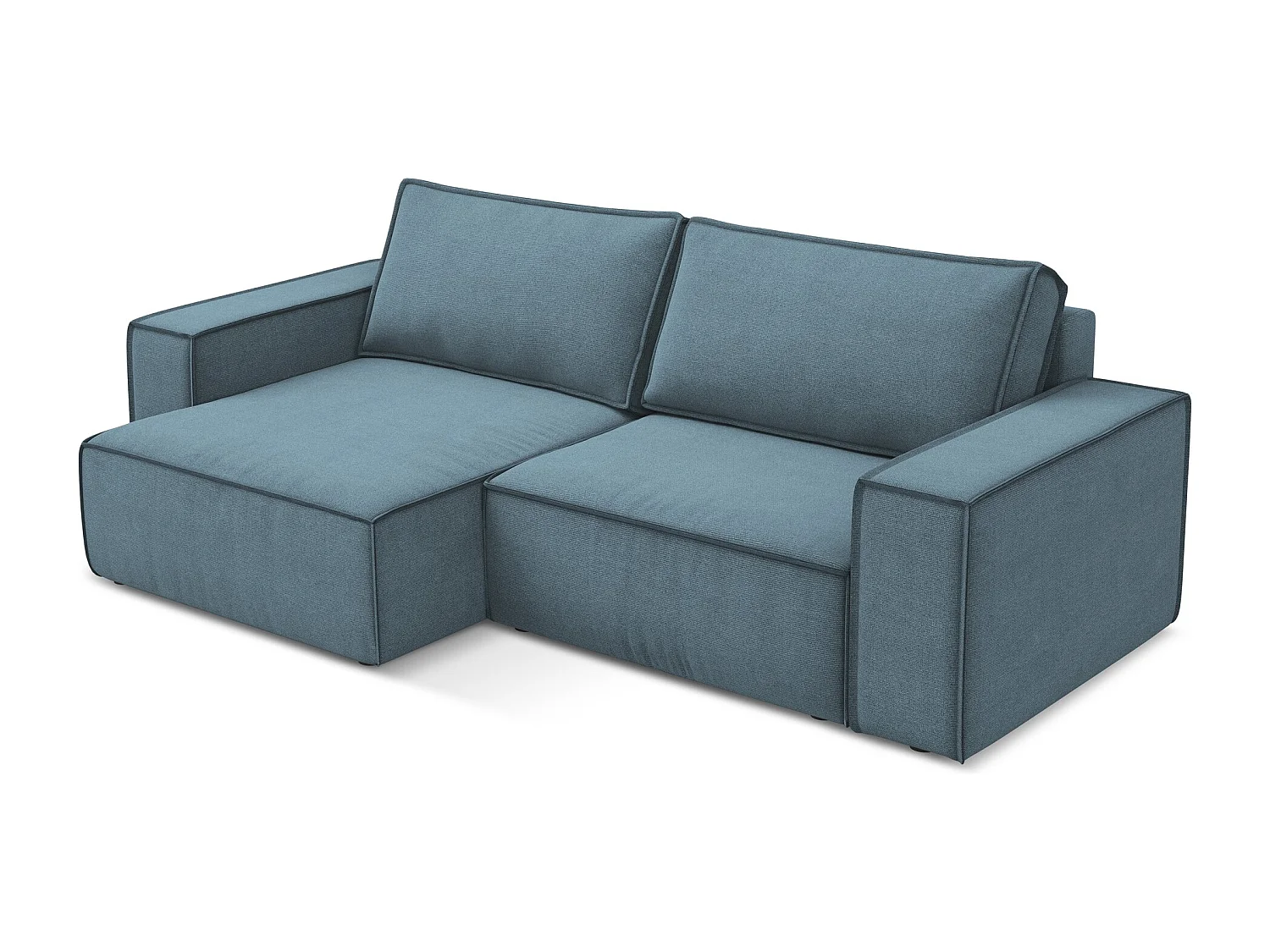 2-Sitzer Ecksofa mit Schlaffunktion - Ecke Links - Strukturstoff - Hellblau - KIMO