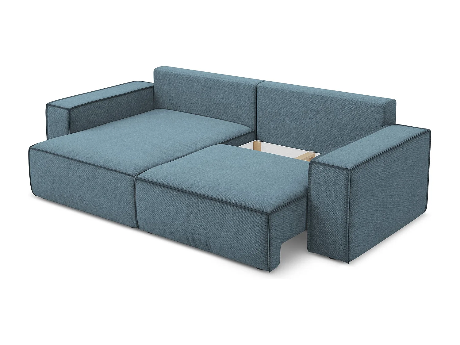 2-Sitzer Ecksofa mit Schlaffunktion - Ecke Links - Strukturstoff - Hellblau - KIMO