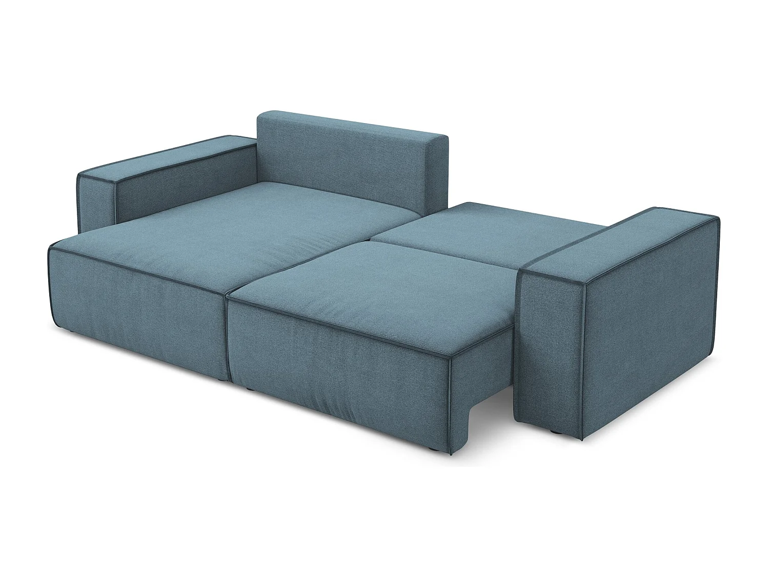 2-Sitzer Ecksofa mit Schlaffunktion - Ecke Links - Strukturstoff - Hellblau - KIMO