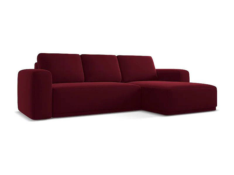 Ecksofa mit Schlaffunktion - Ecke Rechts - Samt - Burgund - KAILA