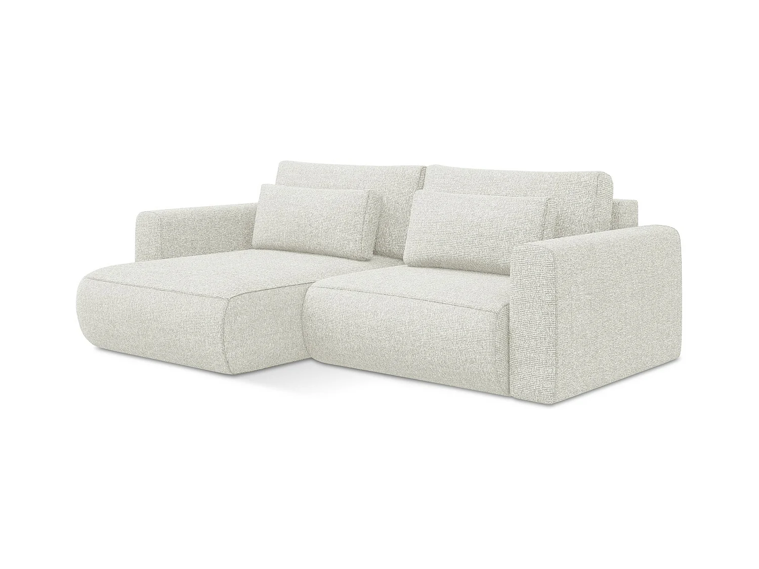 Canapé d’angle 2,5 places gauche convertible en tissu texturé - blanc beige - KAPUA