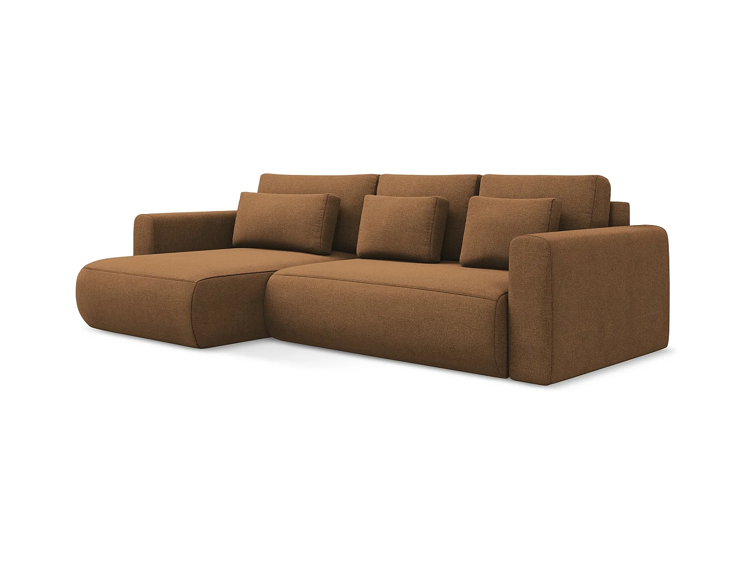 3-Sitzer Ecksofa mit Schlaffunktion - Ecke Links - Strukturstoff - Terrakotta - KAPUA