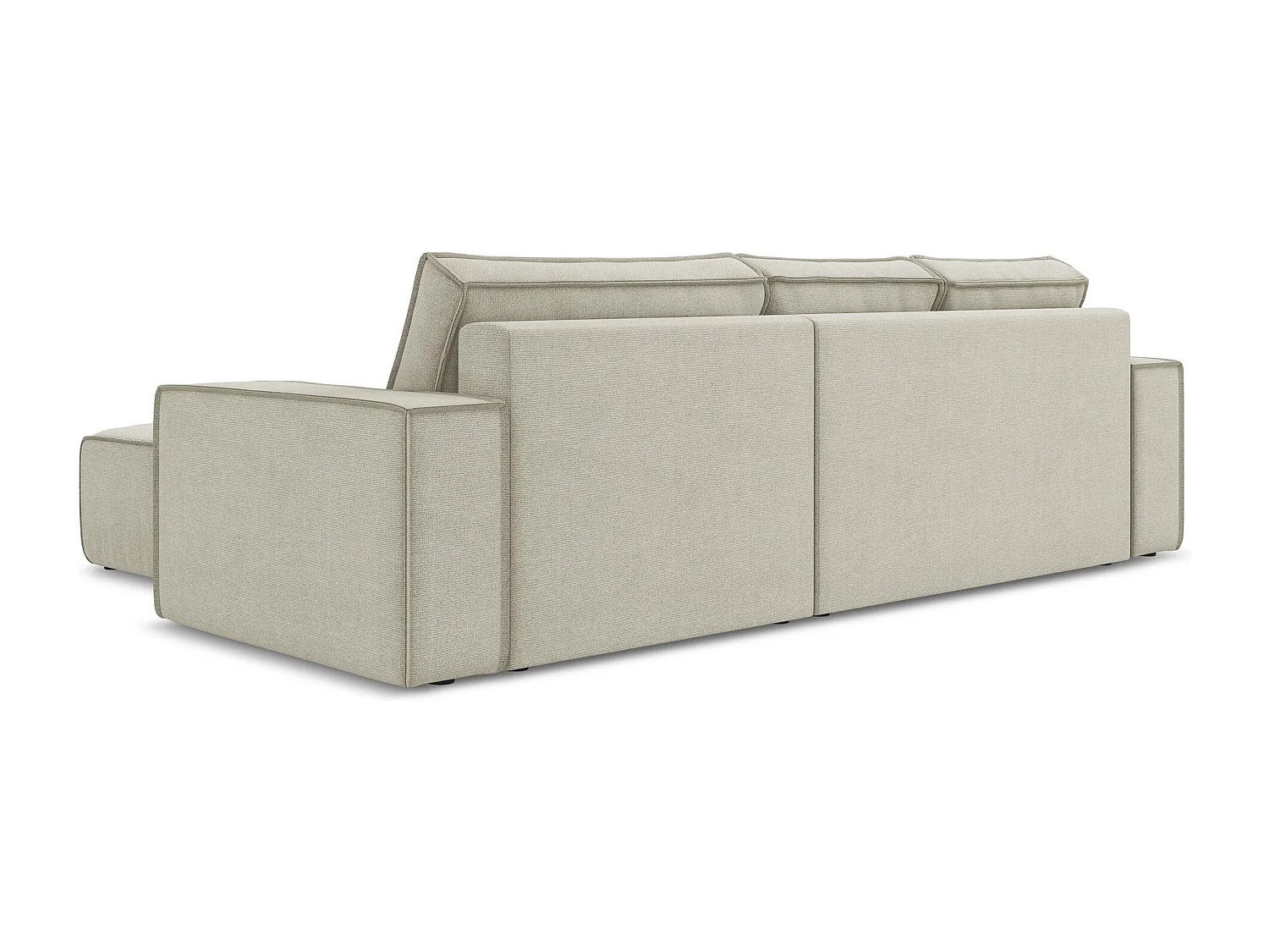 Canapé d’angle 3 places droit convertible en tissu texturé - beige clair - KIMO
