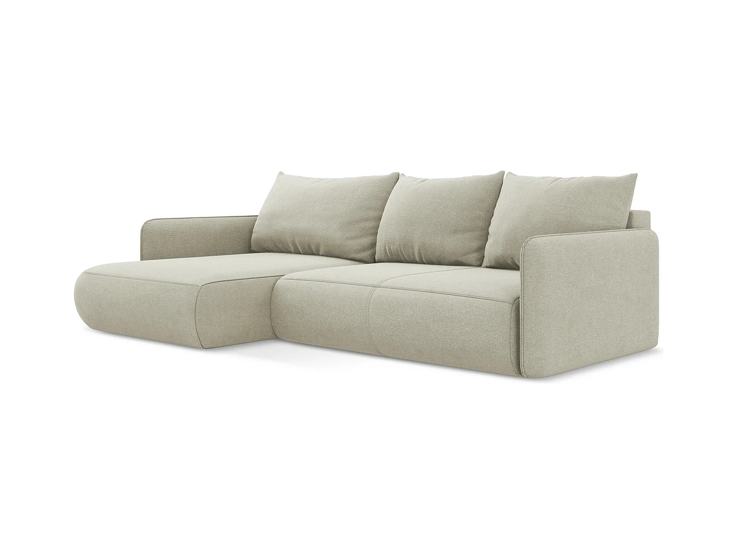 Canapé d’angle 3 places gauche convertible en tissu texturé - beige clair - NANEA