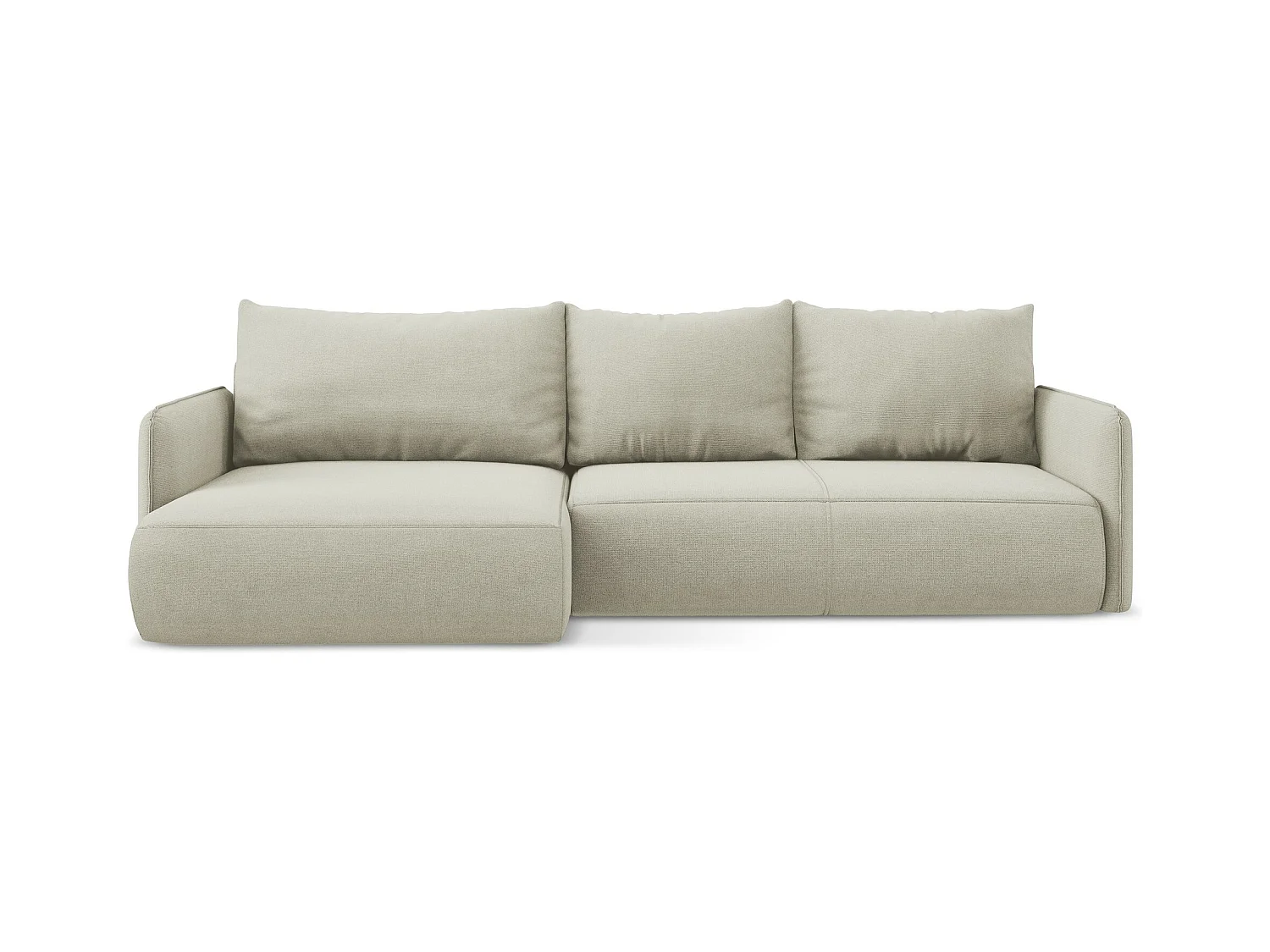 3-Sitzer Ecksofa mit Schlaffunktion - Ecke Links - Strukturstoff - Hell beige - NANEA