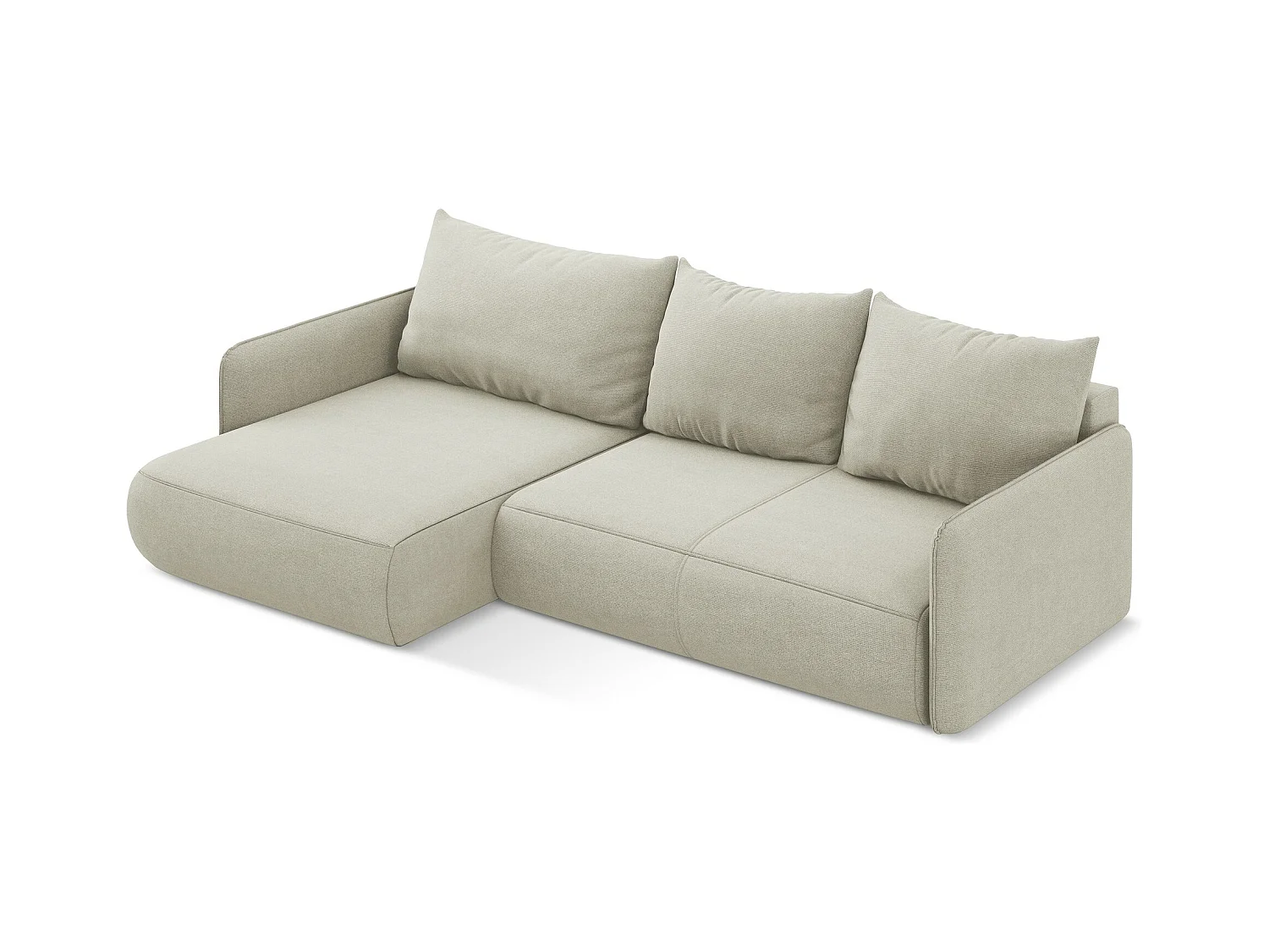3-Sitzer Ecksofa mit Schlaffunktion - Ecke Links - Strukturstoff - Hell beige - NANEA