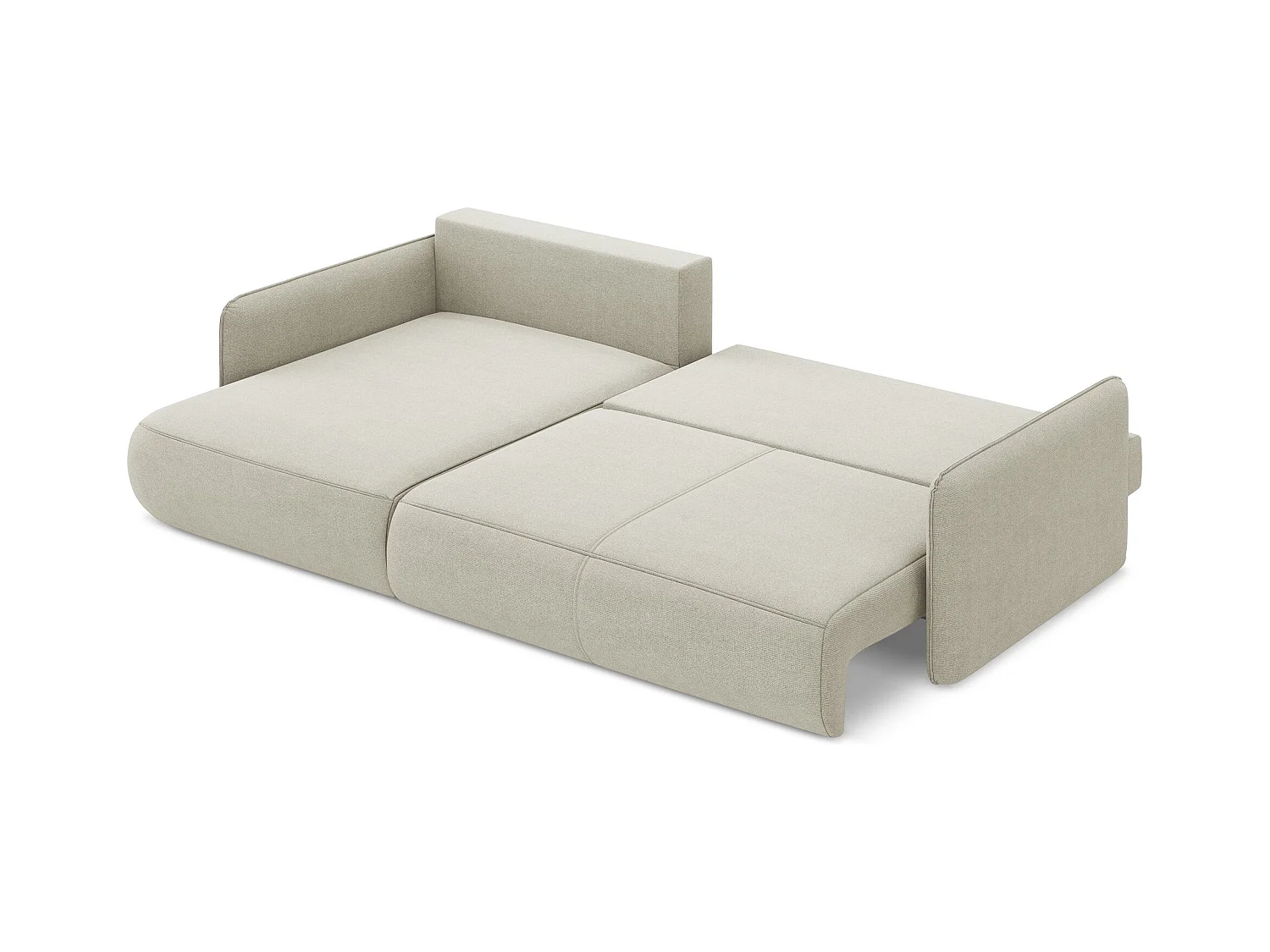 3-Sitzer Ecksofa mit Schlaffunktion - Ecke Links - Strukturstoff - Hell beige - NANEA